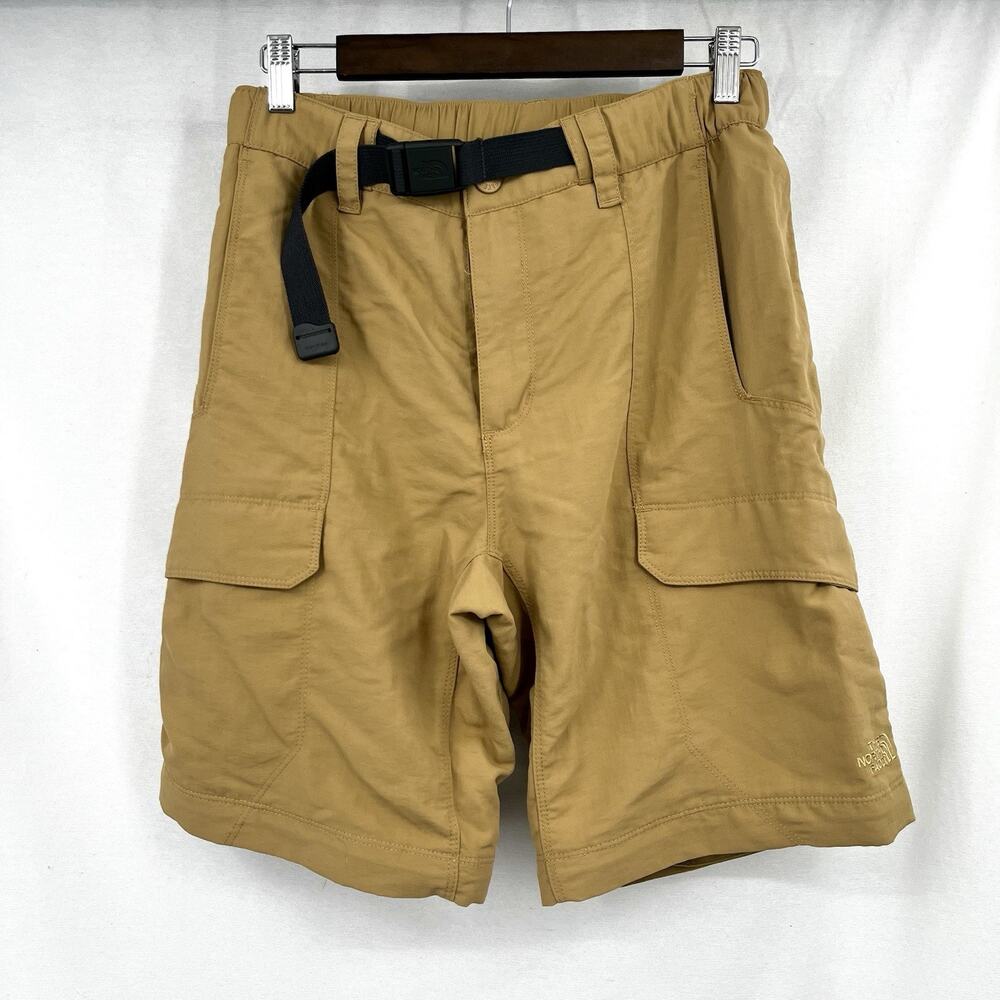 The North Face Mens Tan Nylon Cargo Hiking Shorts Size Small Belted 9.5” Inseam